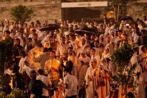 people gathered and mourning